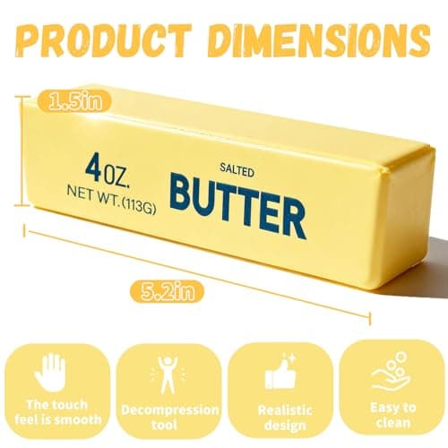 Slow Rebound Cute Butter Squeeze Stress Balls, 2026 New Realistic Soft Butter Stick Fidget Toy,Slow Rising Portable Squishy for Adults Anxiety & Stress Relief, Sensory Gifts for Office, Home (2pcs)