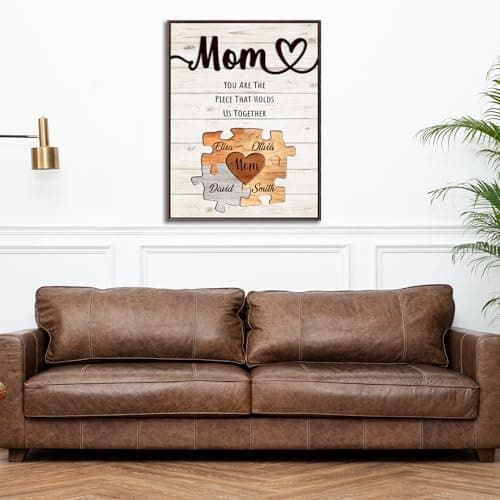 Personalized Mothers Day Idea Gifts for Mom from Daughter Son Kids Husband Custom Puzzles Sign Canvas Prints with Names for Mom Nana Grandma Customized Mother's Day Birthday Wall Art Decoration Gift — view 3