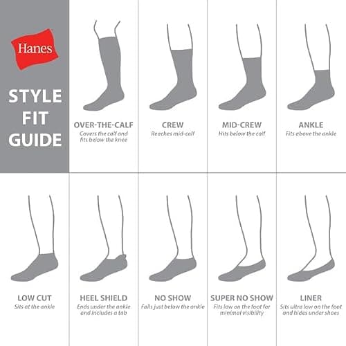 Hanes Mens Double Tough Socks, 12-pair Pack Crew Socks, White/Grey Foot Bottom, 6-12 — view 7