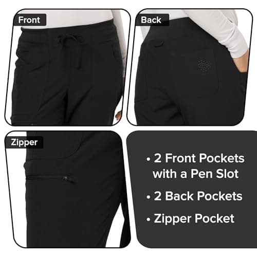 HeartSoul Women's Medical Scrub Jogger Pants Contemporary fit Drawstring Waistband Jogger with 5 Pockets - HS030, XS, Black — view 4