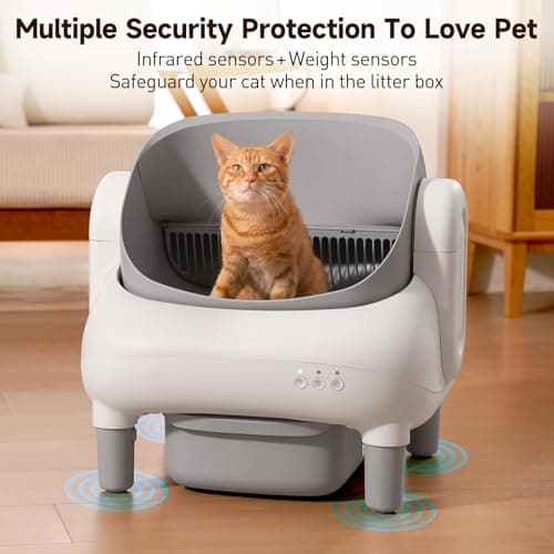 Hazrela Automatic Cat Litter Box,Self Cleaning Litter Box for Multiple Cats with Open Top Design,App Control and Safety Protection,Ultra-Quiet,Easy Setup,Light Gray — view 4