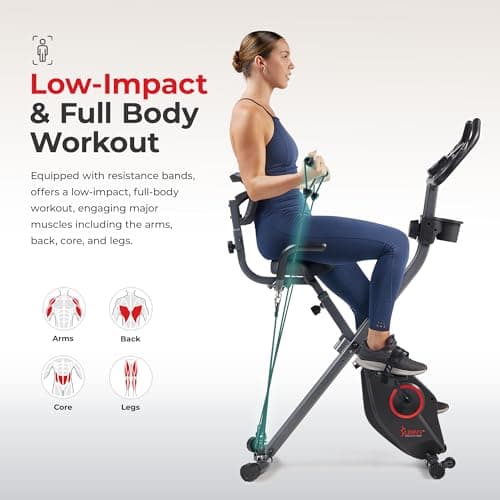 Sunny Health & Fitness Foldable Magnetic Stationary Exercise X-Bike Pro, 300 LB Capacity, Low-Impact, 14-Level Resistance, Ergonomic Support, SunnyFit App Enhanced Connectivity - SF-B223012 — view 4