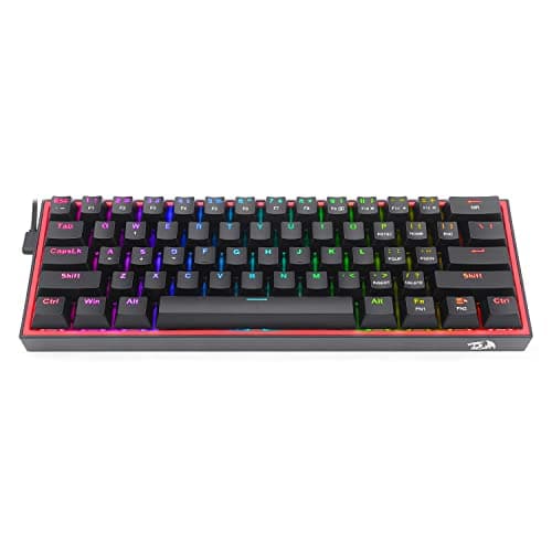 Redragon K617 Fizz 60% Wired RGB Gaming Keyboard, 61 Keys Hot-Swap Compact Mechanical Keyboard w/ 16.8M RGB Backlight, Red Inner Design, Programmable Linear Red Switch, Pro Software — view 3