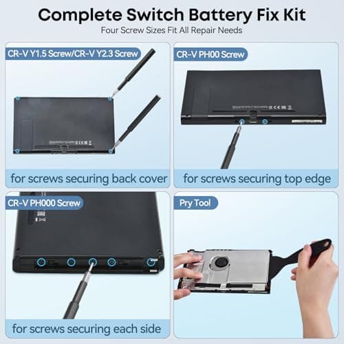 Kosker Switch 1 Battery Replacement Kit Compatible with Nintendo Console HAC-001 & OLED HEG-001, 16095mWh HAC-003 Switch Battery with Extra Repair Tools Kit for Extended Gaming, 1 Pack — view 5