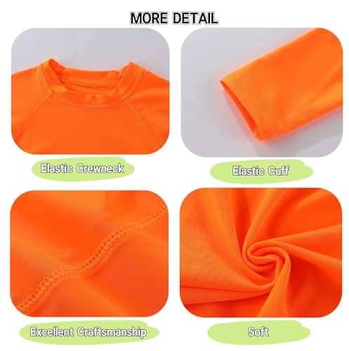 Winzik Boys Rash Guard Long Sleeve Swim Shirt Kids Boys’ Girls’ UPF 50+ Sun Protection Quick Drying 2 Pack Shirts 3-14Y(3-4T, Long Sleeve Orange Yellow) — view 3