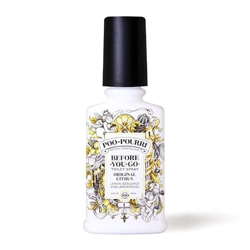 Poo-Pourri Before-You-Go Toilet Spray, Original Citrus, 4 Fl Oz, Up to 200 Uses, Bathroom Odor Deodorizer, Plant-Based with Essential Oils, for Home or Work, Lemon, Bergamot and Lemongrass Scent