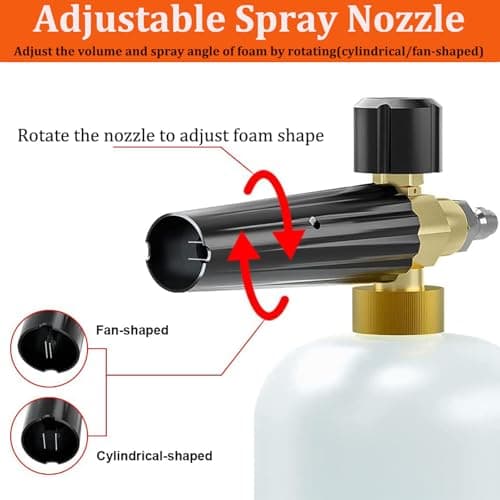 HOMINSPO Car Foam Cannon Pressure Washer with 5 Nozzle Tips Snow Foam Lance Jet Wash 1/4 Inch Quick Connector Car Wash Blaster for Pressure Power Washer Machine 1 Liter Capacity — view 4