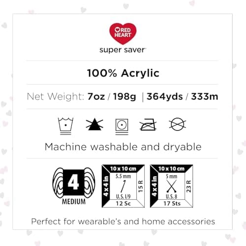 Red Heart Super Saver Black Yarn - 3 Pack of 198g/7oz - Acrylic - 4 Medium (Worsted) - 364 Yards - Knitting/Crochet — view 7