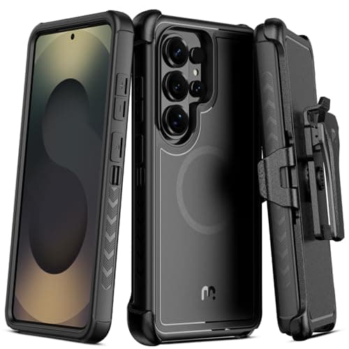 M MYBAT PRO for Samsung Galaxy S26 Ultra Case with Belt Clip Holster,Heavy Duty Protection Case for Galaxy S26 Ultra,Anti-Drop,Shockproof Cover,with 360°Rotating Kickstand Black