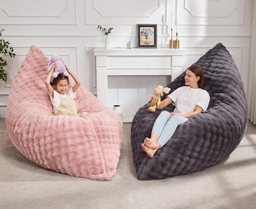 Hobestluk 3 in 1 Bean Bag Chair Giant Bean Bag Chairs for Adults with Bubble Cover Convertible Bean Bag Floor Cushion with Machine Washable Cover for Living Room (Bubble Dark Grey) — view 5