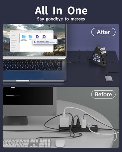 JoyReken 7-Port USB 3.0 Hub, Vertical USB Hub Splitter with RGB Tree Lighting, 5Gbps High-Speed Data Transfer and 2FT Extension Cable, Compatible with PC, MacBook, Laptop, PS5, Xbox, Flash Drive — view 8