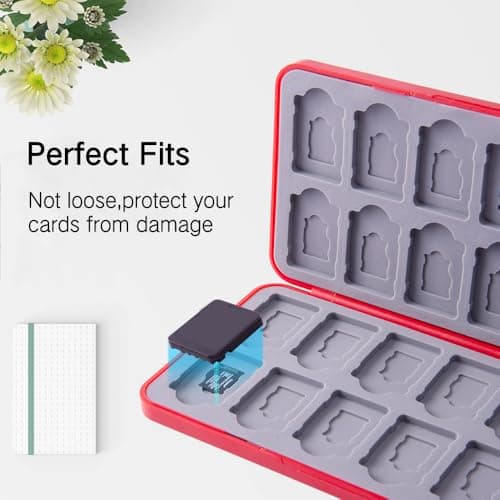 PERFECTSIGHT Switch Game Card Case for Nintendo Switch 2/ Lite / OLED, Game Holder Cartridge Case for Game Cards and 48 SD Cards, Kawaii Portable Compact Storage Box (Red M, 24 Slots) — view 2