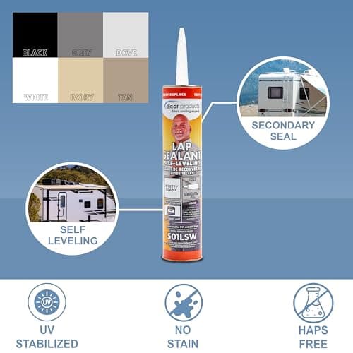 Dicor 501LSW-1 Epdm Self-Leveling Lap Sealant-10.3 Oz. Tube, White, 10.3 Fluid_Ounces (Packaging May Vary) — view 3