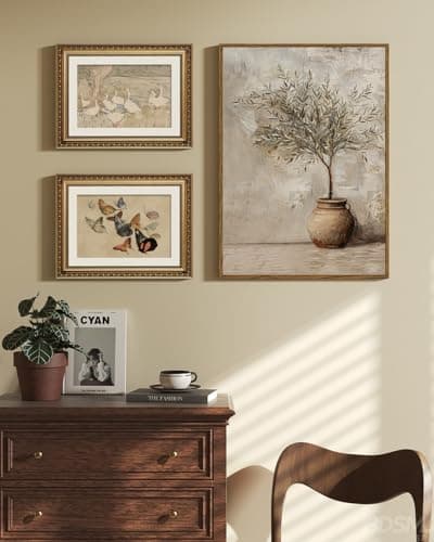 ARPEOTCY Vintage Framed Canvas Wall Art, 16x24 Inch, Large Classic Olive Tree in Vessel Prints for Home Decor, Botanical Still Life Paintings Hanging Wall Art for Bedroom, Living Room, Office — view 6