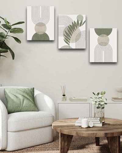 HesenDot Sage Green Boho Framed Wall Art Set of 3, 30x40CM Wrapped Canvas — view 4