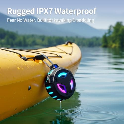 EBODA Bluetooth Shower Speaker, Portable Bluetooth Speakers, IP67 Waterproof Outdoor Speaker Wireless with LED Light, Floating, 2000mAh, True Wireless Stereo for Pool, Kayak, Bike, Golf, Gifts -Black — view 3
