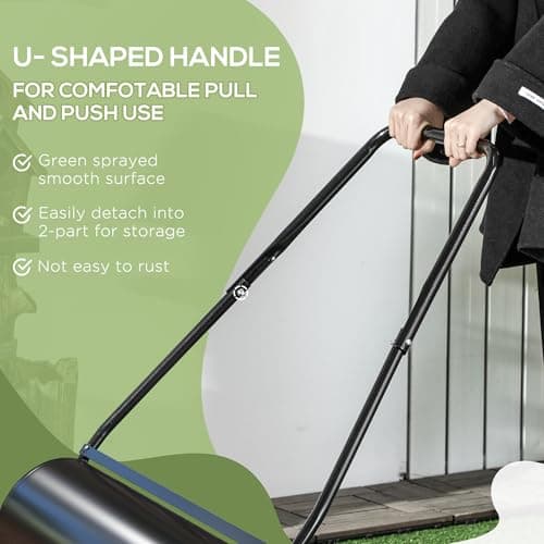 DURHAND 20" Push/Tow Behind Lawn Roller, Heavy Duty Sod Drum Roller Filled with 11 Gal Water/Sand, Grass Flattener for Yard, Patio, Park, Black — view 4