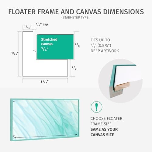 Pixy Canvas Floater Frame 10x20 for 3/4 (0.75) inch Deep Canvas Paintings/Canvas Prints/Wood Canvas Panels/Wall Art/Wall Decor/Home Decor/Artwork (Black, 10 x 20 inch, Landscape) — view 3