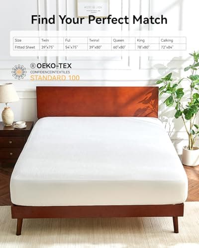 Queen Size Mattress Protector Cooling Waterproof Mattress Pad Cover,Bamboo Terry Top Breathable Fitted Sheet Style Deep Pocket-Noiseless,Vinyl,PVC Free Mattress Protector Queen for Pets Kids Adults — view 6