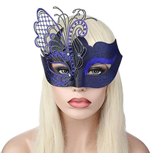 IETANG One Pair Couple's Gorgeous Venetian Masquerade Masks Party Costumes Accessory (Butterfly-blue) — view 2