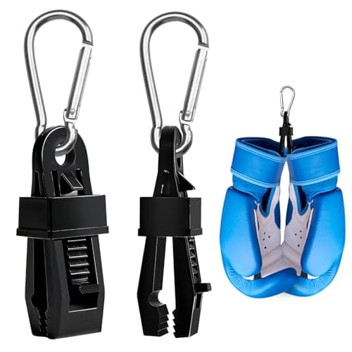 2Pcs Metal Glove Clip Holder for Boxing Bag Gloves | Strong Carabiner Clip to Secure & Carry MMA, Muay Thai Gloves on Backpack, Duffel, Luggage, Gym Bag | Boxing Accessories Organizer
