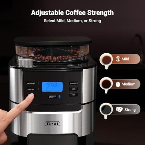 Gevi 10-Cup Grind-And-Brew Drip Coffee Maker with Built-In Burr Grinder — view 7