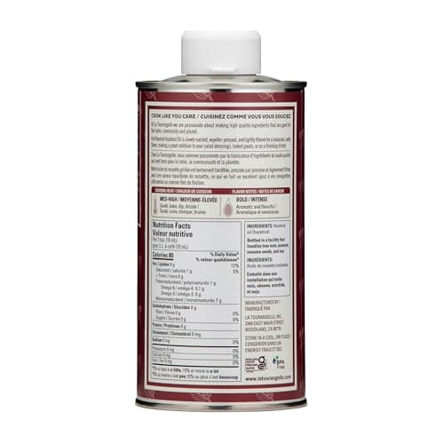La Tourangelle Roasted Hazelnut Oil, High-Oleic Oil Great for Baking, Stir-Frying, and Vinaigrettes, 500 mL 16.9 fl oz