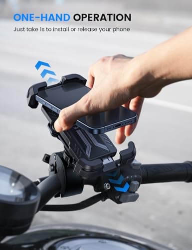 Lamicall Motorcycle Phone Mount Holder - [Dual Vibration Dampener] Anti Shake Motorcycle Phone Mount with Upgraded Handlebar Clamp, Bike Phone Mount for iPhone 14 15 Pro Max 16 17 Pro, 4.7-6.7" Phone — view 3