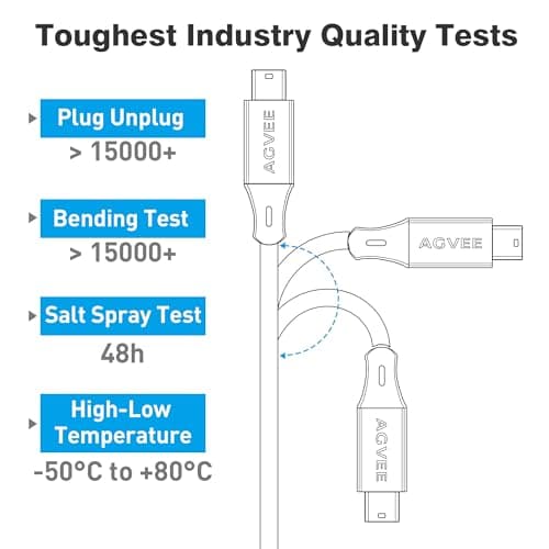 AGVEE 6.6ft USB-C to Mini USB Cable, Mini-B 5-Pin Data Charger Cord — view 3