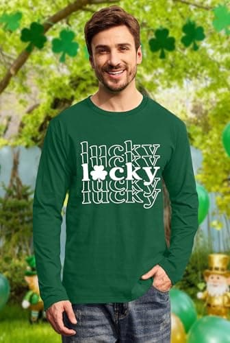 QAUN St Patricks Day Shirt for Men Long Sleeve:Mens St Paddys Day Shirt Irish Tshirt Casual Tops — view 3
