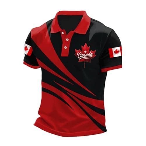 Mens Canada Polo Shirt Vintage Canadian Maple Leaf Flag Graphic Golf Shirts Summer Casual Patriotic 1st July T-Shirt Tee Tops — view 3