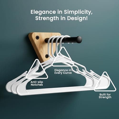 Utopia Home Plastic Hangers, 50 Pack, Clothes Hangers with Shoulder Grooves, Durable Space Saving Coat Hanger for Shirts, Pants, Skirts, Jackets, Blouses, Dresses and Everyday Wardrobe Use (White) — view 5