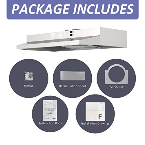 FIREGAS 30 Inch Under Cabinet Range Hood, 300 CFM Powerful & 45dB Quiet Vent Hood, Slim Stainless Steel Stove Hood for Kitchen & Apartments, 2-Speed Exhaust Fan, Ducted/Ductless Convertible — view 5