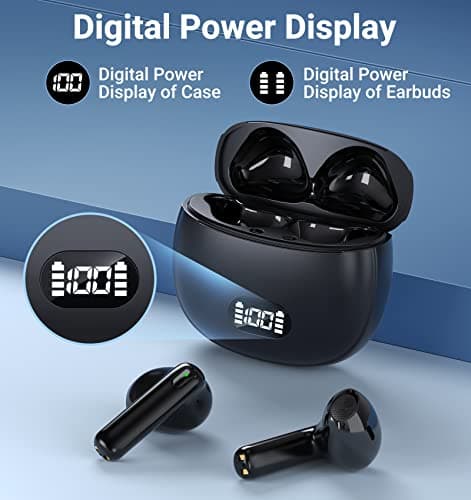 Wireless Earbuds, Bluetooth 5.3 Noise Cancelling Ear Buds with Charging Case, Digital Power Display Bluetooth Earbuds for Sport — view 3