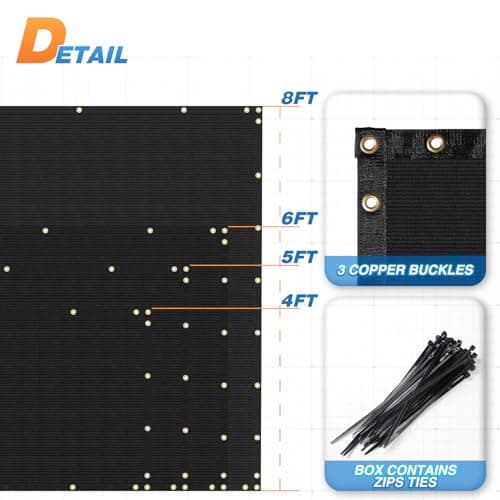 TANG Fence Privacy Screen Black 4 Feet x 12 Feet Outdoor Shade Cloth with Grommets, 150 GSM Temporary Fence Cover with Zipties Mesh Netting Fences Blockage for Backyard Garden Patio Chain Link — view 2