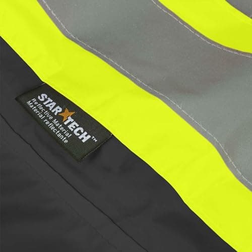 Pioneer Hi Vis Waterproof Lightweight Rainsuit - Work Safety Hooded Jacket and Bib Pants - Adjustable Pant Length - Black — view 13