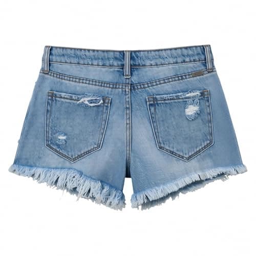 Women's Ripped Denim Jean Shorts Mid Rise 2026 Summer Light Blue — view 5