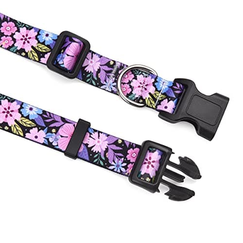 Mihqy Dog Collar with Bohemia Floral Tribal Geometric Patterns - Soft Ethnic Style Collar Adjustable for Small Medium Large Dogs(Floral Pink,M) — view 3