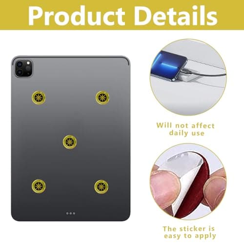12 Pcs Emf Blocker for Cell Phone,Radiation Blocker for Cell Phone,Emf Stickers,A Practical Gift for Tech Lovers for Smart Phones/Tablets/Laptops Electronic Devices Blockers(Gold) — view 2