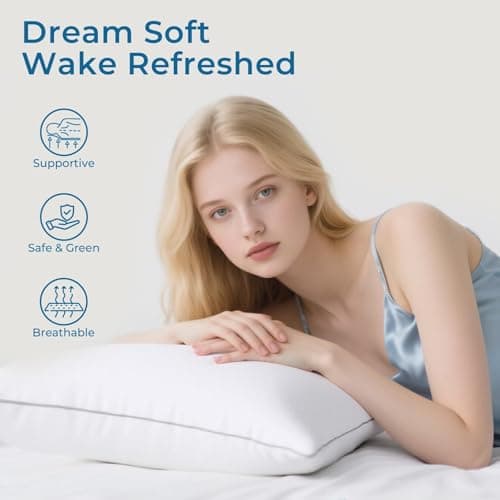 Sasttie Standard Pillow, Single Full Size Bed Pillow for Side, Back, and Stomach Sleepers - Down Alternative Plump Filling - Set of 1, Standard Size, 20x26 Inches — view 3