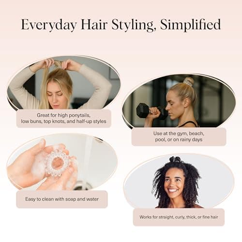 Kitsch Spiral Hair Ties for Women – Coiled Plastic Hair Ties No Damage, Ponytail Holders for Thick and Thin Hair – Creaseless and Dent-Free, Phone Cord Style - Clear, 8 Pcs — view 5