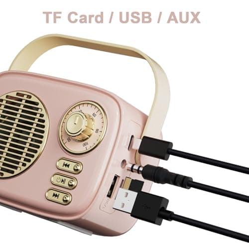 Dosmix Retro Bluetooth Speaker, Portable Mini Vintage Decor, Pink — view 4