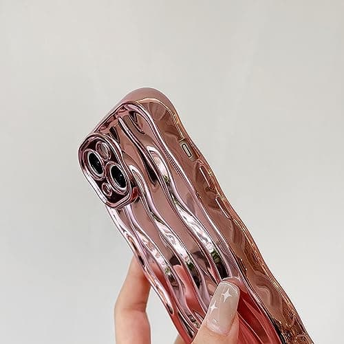 wahhle Water Ripple Pattern Curly Wave Frame Soft Cute Phone Case Cover for Men Women Girls(iPhone 11 Pro Max,Rose Gold) — view 5