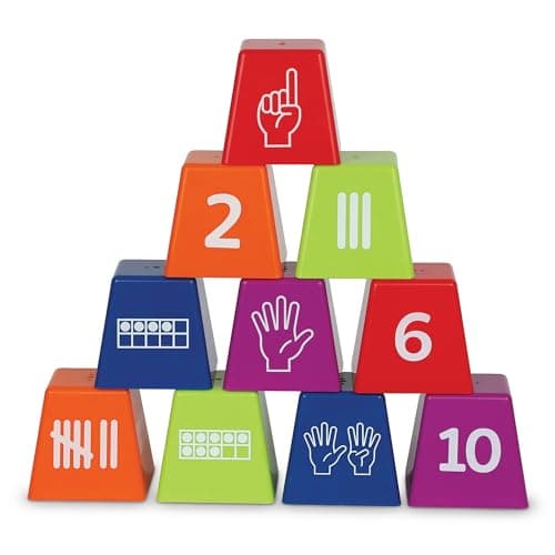 Learning Resources Number Stackers - Math Manipulatives, Addition and Subtraction Flash Cards, Counting Activities, Montessori, Fine Motor Skills, Problem Solving, Classroom Must Haves, Gifts for Kids — view 3