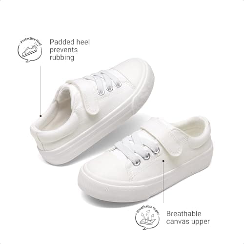 DREAM PAIRS Kids Toddler Sneakers Boys Girls Casual Canvas School Shoes,Size 11 Little Kid,All White,SKFN26001K — view 4