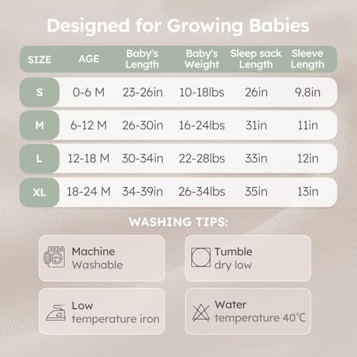 Yoofoss Baby Sleep Sack 0-6 Months 1.0 Tog Long Sleeve Sleep Sack Organic Cotton Wearable Blanket for Newborns 2-Way Zipper Quilted Sleeping Sacks(Small) — view 5
