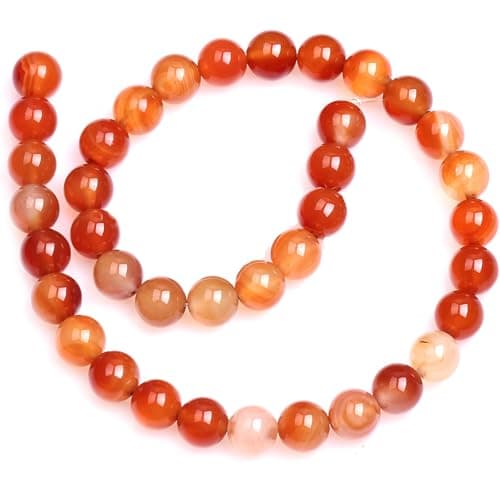 HAAMIIQII 45pcs 8mm Natural Orange Red Carnelian Stone Beads Round Loose Gemstone Beads for Jewelry Making Strand 15 Inch — view 4