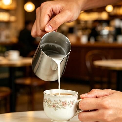 Coffee Milk Pitcher, 350ml (12oz) Silver, Perfect for Creating Latte Art Patterns — view 4