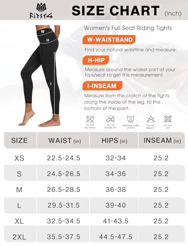 FitsT4 Sports Women's Full Seat Riding Tights Active Silicon Grip Horse Riding Tights Equestrian Breeches Black Size L — view 5