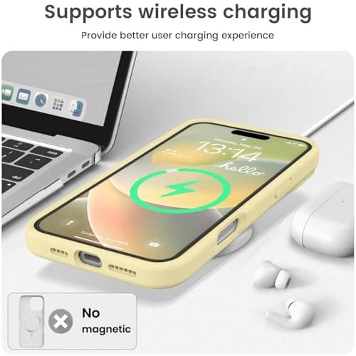 Vooii Compatible with iPhone 16 Pro Case, Liquid Silicone Upgrade [Camera Protection] [Soft Anti-Scratch Microfiber Lining] Shockproof Phone Case for iPhone 16 Pro 6.3 inch - Creamy Yellow — view 6